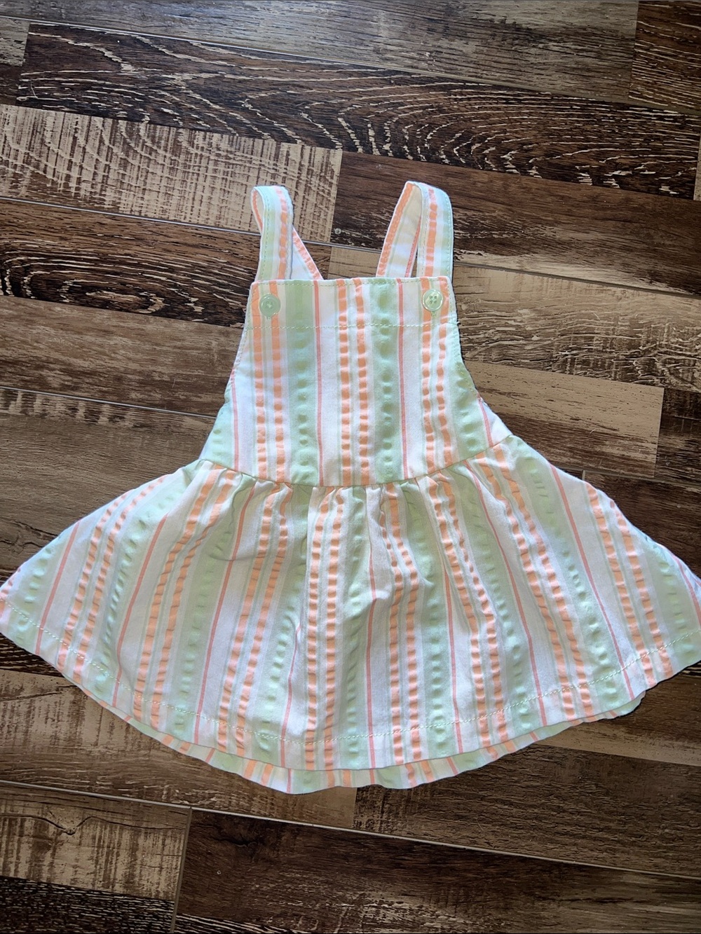 Pastel Striped Pinafore Dress in Pink & Mint